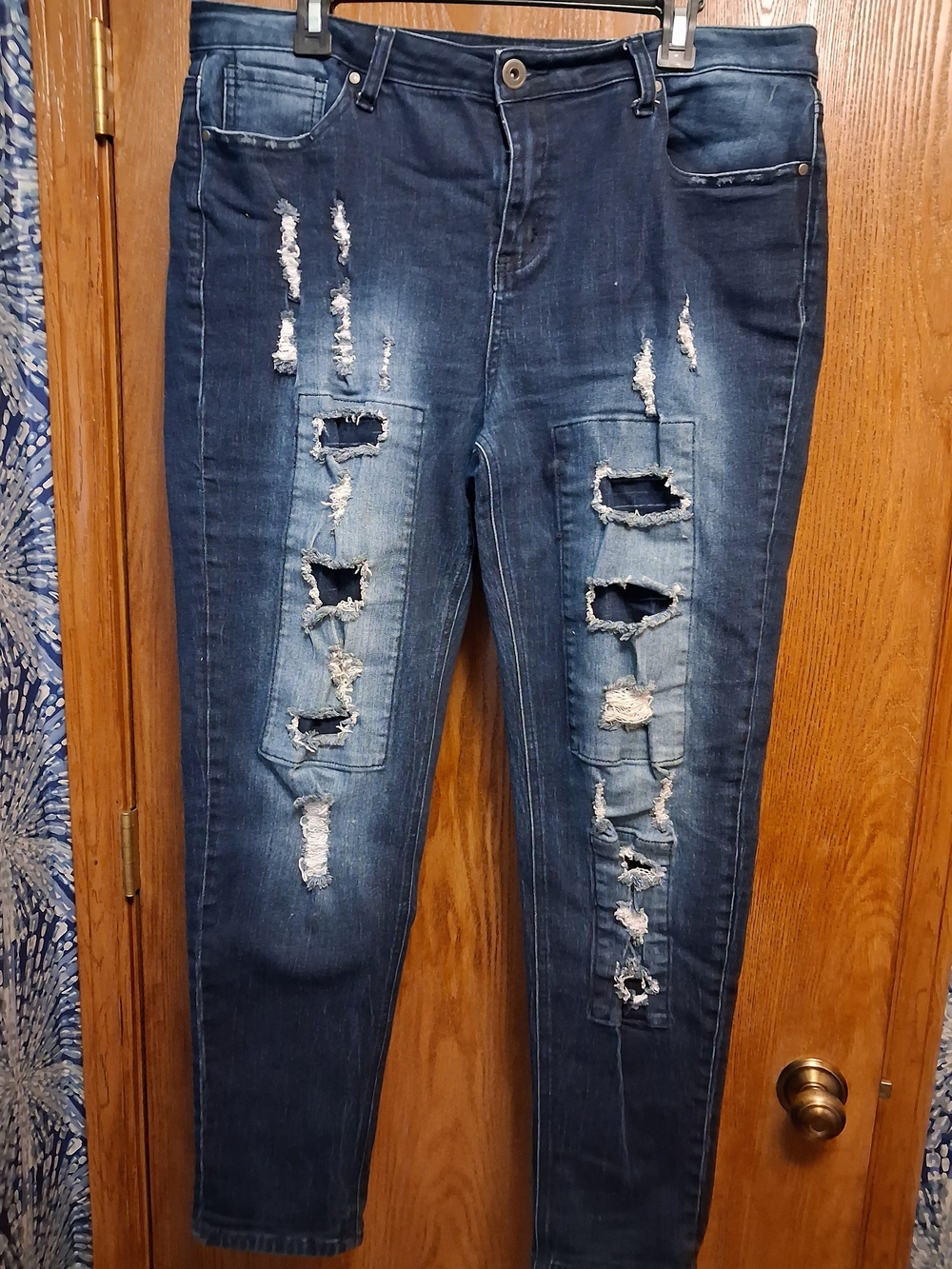 Indigo Thread Co. Distressed Women’s Jeans - Dark Blue